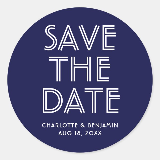 Modern Navy Blue Save the Date Sticker (Vorderseite)