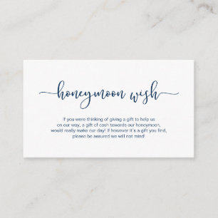 Modern Navy Blue Schrift, Hochzeitshoneymoon Begleitkarte