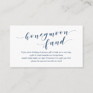 Modern Navy Blue Schrift, Wedding Honeymoon Fund Begleitkarte