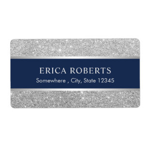 Modern Navy Blue & Silver Glitter Beauty Salon