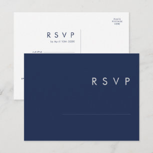 Modern Navy Blue   Silver Song Request RSVP Card Postkarte