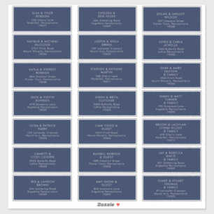 Modern Navy Blue   Silver Wedding Guest Address Aufkleber