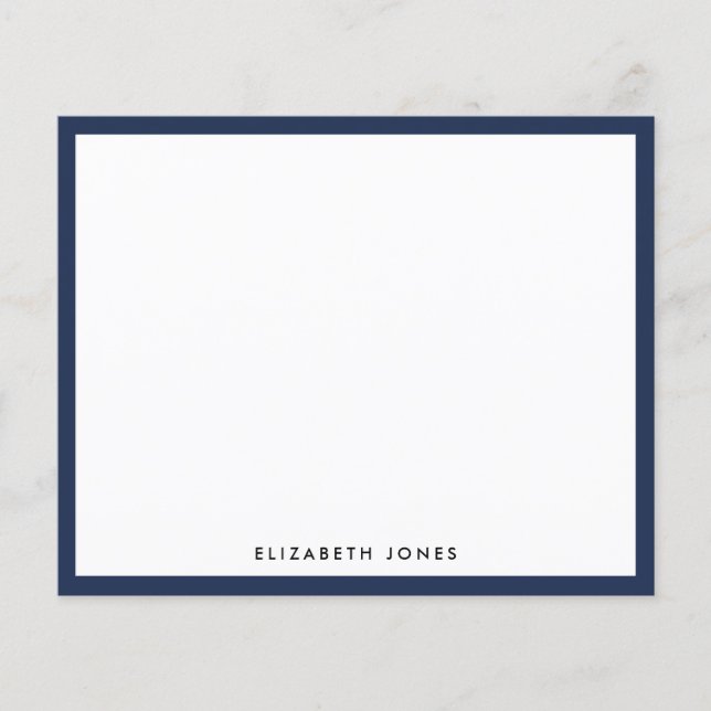 Modern Navy Blue Simple Border Budget Note Card (Vorderseite)