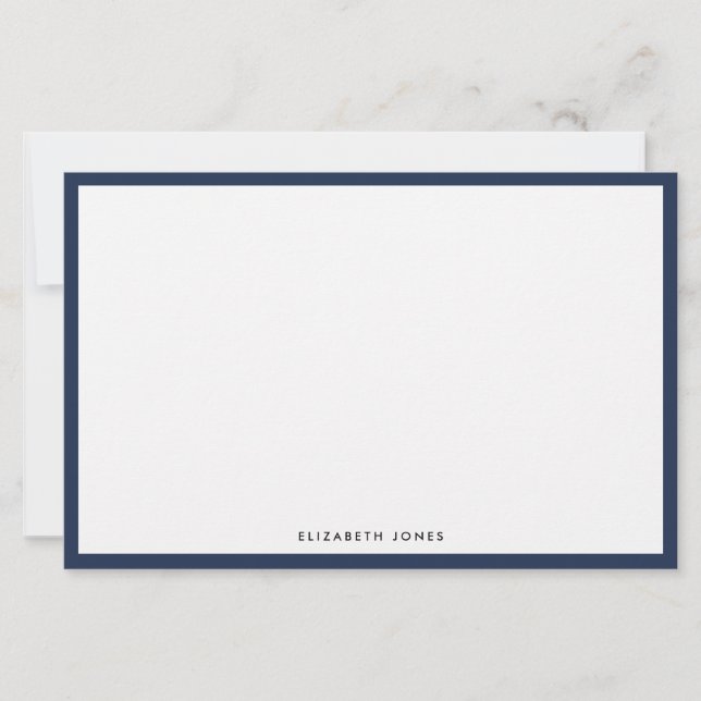 Modern Navy Blue Simple Border Budget Note Card (Vorderseite)