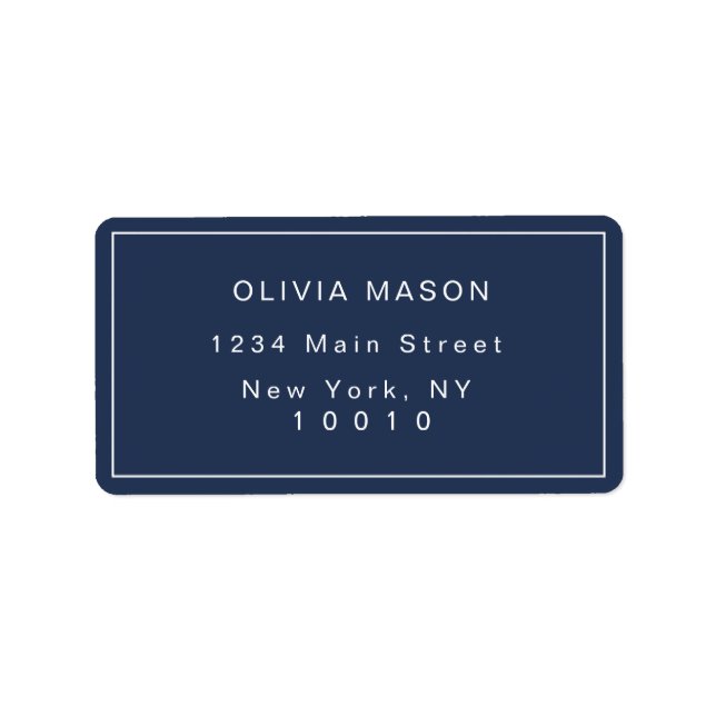 Modern Navy Blue Simple Return Address Label Adressaufkleber (Vorne)