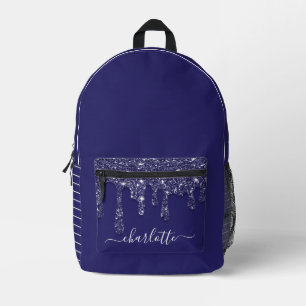 Modern Navy Blue Strip Glitzer Driving Bedruckter Rucksack