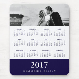 Modern Navy Blue Stripe 2017 Kalender und Foto Mousepad