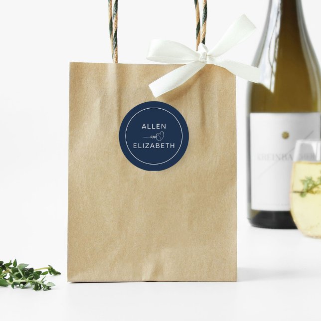 Modern Navy Blue Stylish Wedding Envelope Seal Runder Aufkleber (Von Creator hochgeladen)