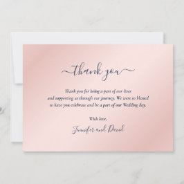 Modern Navy Blue und Blush Danke Karte