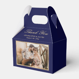 Modern Navy Blue Wedding 2 Foto Vielen Dank Geschenkschachtel