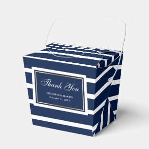 Modern Navy Blue White Gold Hochzeit Vielen Dank Geschenkschachtel