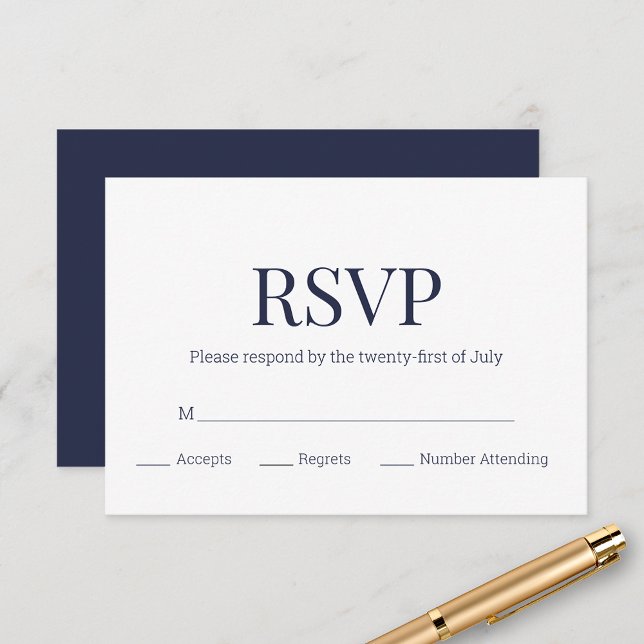 Modern Navy Blue White Monogram UAWG RSVP Karte (Von Creator hochgeladen)