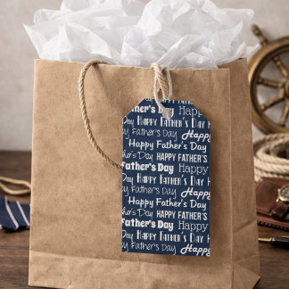 Modern Navy Blue White Typography Father’s Day Geschenkanhänger