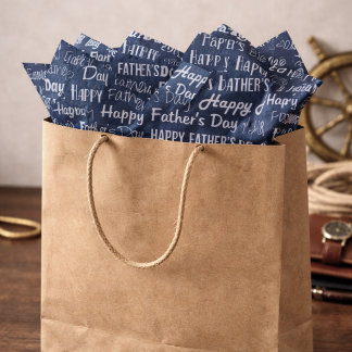 Modern Navy Blue White Typography Father’s Day Seidenpapier