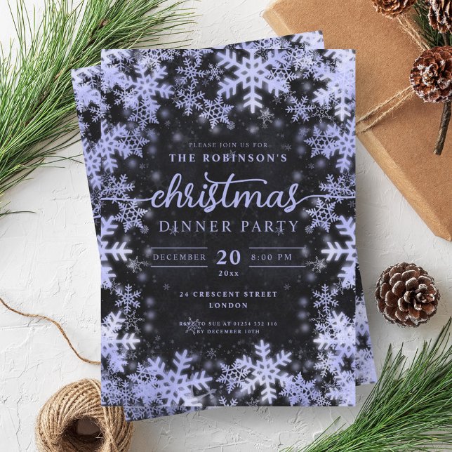 Modern Navy Blue Winter Wunderland Weihnachten Sch Einladung (Modern Navy Blue Winter Wonderland Christmas Black Invitation)