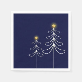 Modern Navy Christmas Tree Serviette