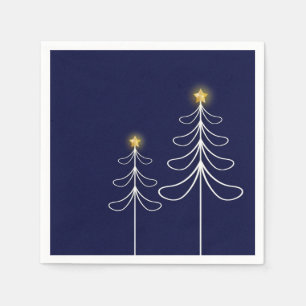 Modern Navy Christmas Tree Serviette
