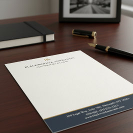 Modern Navy Gold Law Firm Monogram Letterhead Briefbogen