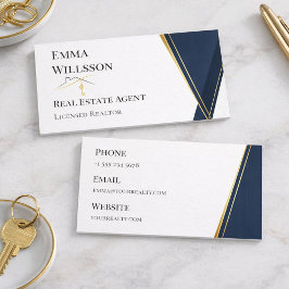 Modern Navy Gold Luxury Realtor Branding Visitenkarte