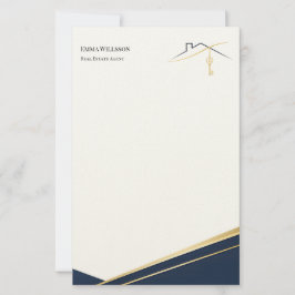 Modern Navy Gold Luxury Realtor Estate Agent Briefpapier