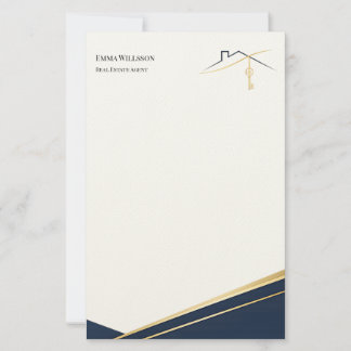 Modern Navy Gold Luxury Realtor Estate Agent Briefpapier