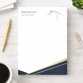Modern Navy Gold Luxury Realtor estate Agent Post-it Klebezettel