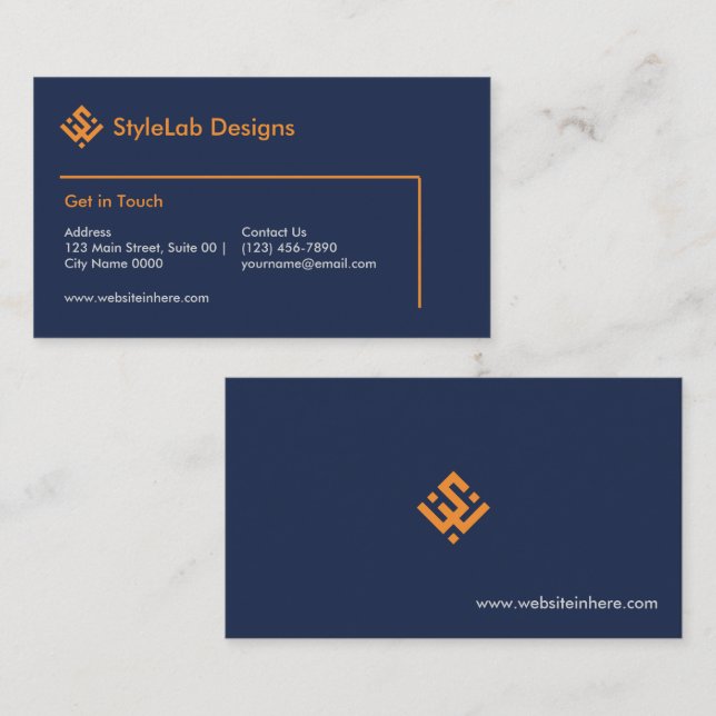 Modern Navy Gold Moderne Professionelle Bold Visitenkarte (Vorne/Hinten)