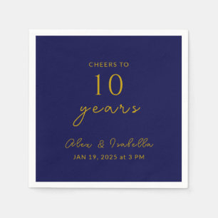 Modern Navy Gold Party zum 10. Hochzeitstag Serviette