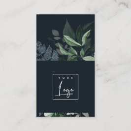 Modern Navy Green Leafy Tropical Foliage Fern Logo Visitenkarte