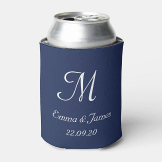 Modern Navy Monogram Wedding Party Favor  Dosenkühler