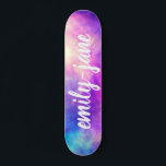 Modern nebula watercolor bright space monogram skateboard<br><div class="desc">Modern nebula watercolor bright space monogram with a bold machen typography</div>