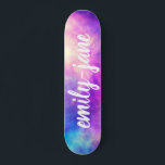 Modern nebula watercolor bright space monogram skateboard<br><div class="desc">Modern nebula watercolor bright space monogram with a bold machen typography</div>