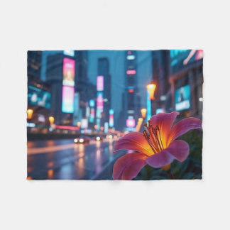 Modern Neon Lily Fleecedecke
