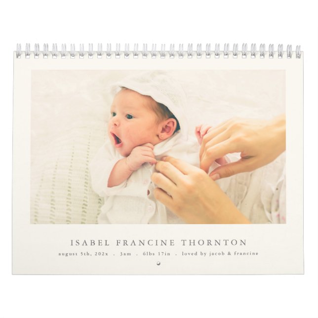 Modern Neutral Baby Birth Announcement 2026 Kalender (Titelbild)