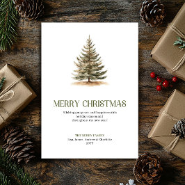 Modern Neutral Christmas Tree Elegant Typography Feiertagskarte