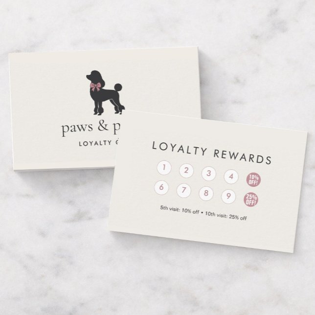 Modern Neutral Dog Groomer Loyalty Card | Editable Treuekarte (Von Creator hochgeladen)