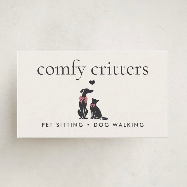 Modern Neutral Pet Sitter Dog Walker | Editable Visitenkarte (Von Creator hochgeladen)