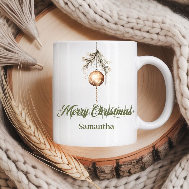 Modern neutral script Nordic look custom name Xmas Kaffeetasse (Modern neutral script Nordic look custom name Christmas mug

)