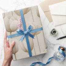 Modern Neutral Tulip Ivory Floral Pattern