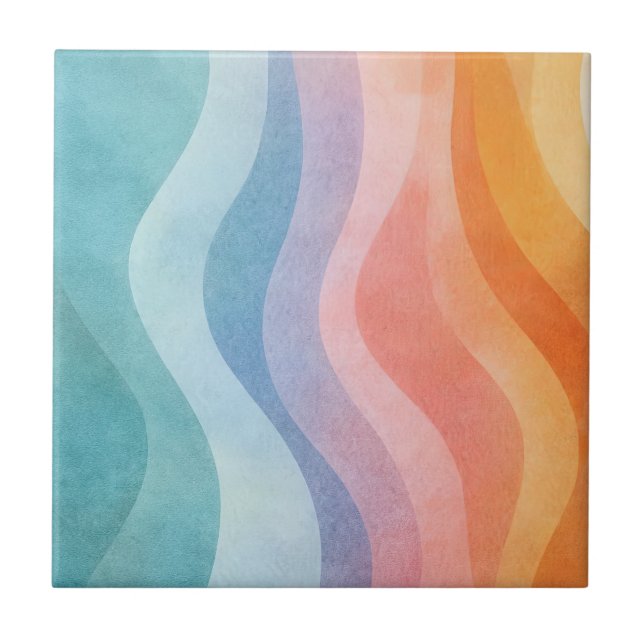 Modern Neutral Wave • Minimalist Deco • Trendy Fliese (Vorderseite)