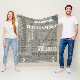 Modern Neutrals Extra Long Name Repeating Pattern Fleecedecke