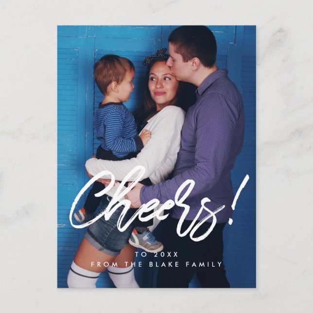 Modern New Year Family Foto Postkarte (Vorderseite)