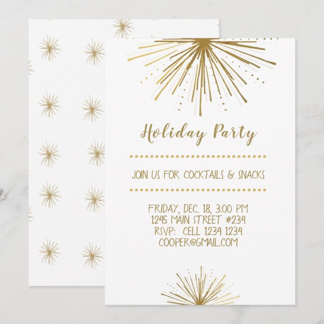 Modern NEW YEAR Party Star Holiday Party Einladung (Vorne/Hinten)