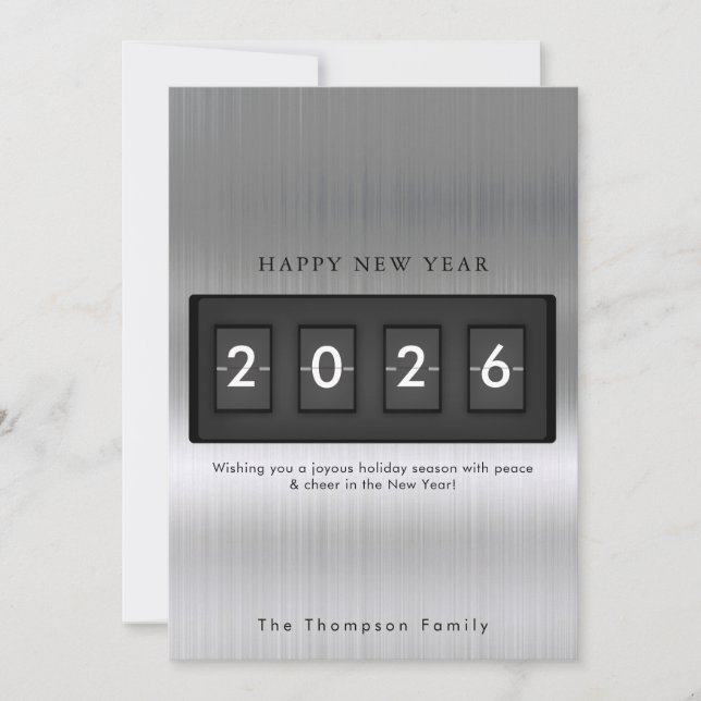 Modern New Year Simple Countdown Silver (Vorderseite)