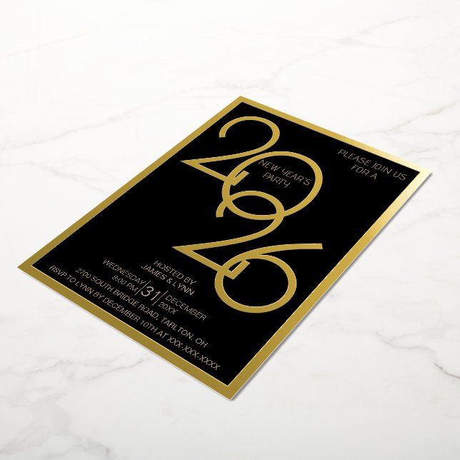 Modern New Year's Eve Party Foil Invitation Folieneinladung (Gedreht)