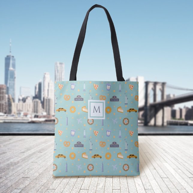 Modern New York City Pattern Green Monogram (Von Creator hochgeladen)