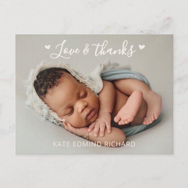 Modern Newborn baby Photo Birth Announcement  Postkarte (Vorderseite)