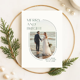 Modern Newlywed Romantic Beach Photo Christmas Feiertagskarte