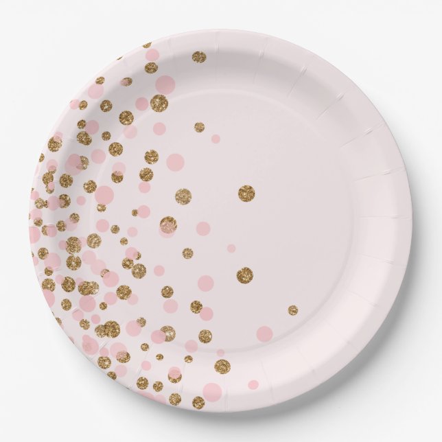 Modern Niedlich Pink Gold Glitzer Geburtstagsparty Pappteller (Vorderseite)