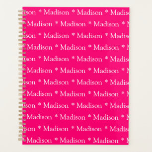 Modern niedliches, rosa individuelle Name Muster Planer